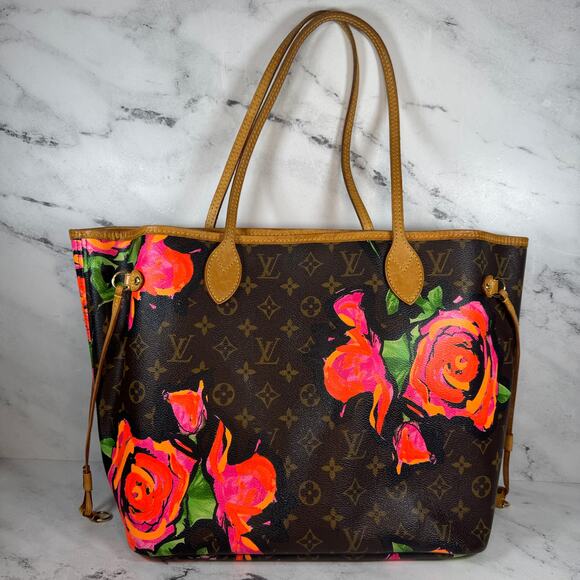 Louis Vuitton Roses Neverfull Bag Stephen Sprouse Monogram Vintage Shoulder Tote - Picture 15 of 15
